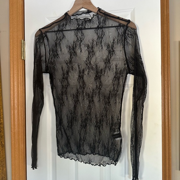 Merokeety Tops - Chic Sheer Black Lace Blouse